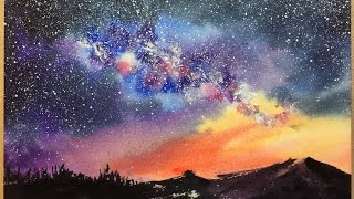 Watercolor Starry Night Sky Tutorial