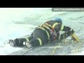 Dolní Benešov: výcvik hasičů na ledě