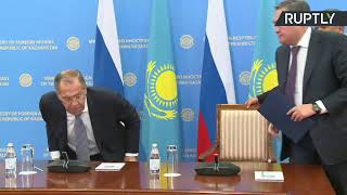 Лавров и глава МИД Казахстана подводят итоги переговоров (09.10.2019 12:40)