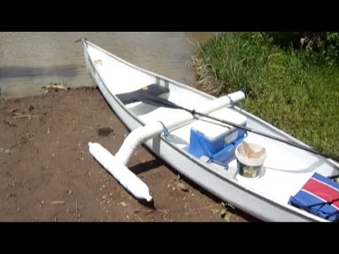  Coolest $100 Catfishing Canoe with homemade outrigger Canoe stabilizer