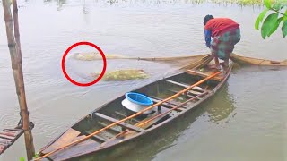 catching fish in the rain | Traditional net fishing by boatcatching fish in the rain | Traditional net fishing by boat