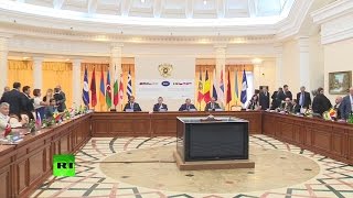 Пресс-конференция глав МИД РФ, Сербии и Румынии на полях ОЧЭС