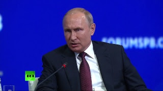 Путин, Макрон, Цишань и Абэ принимают участие в пленарном заседании ПМЭФ