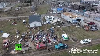 Разрушения после торнадо в Иллинойсе — видео с беспилотника