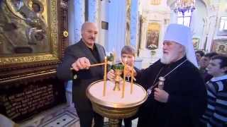 Александр Лукашенко в Рождество Христово посетил Свято-Духов кафедральный собор 7.01.2015