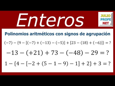 Tres ejemplos de polinomios aritméticos con signos de agrupación