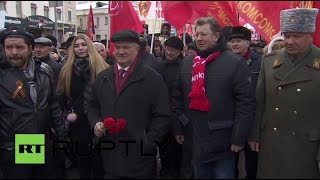 Праздничный митинг КПРФ в честь 98-й годовщины создания Советской армии и ВМФ
