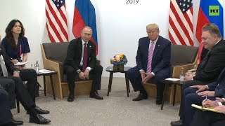 «Не вмешивайтесь в выборы, пожалуйста!»: Трамп пошутил на встрече с Путиным (28.06.2019 16:16)
