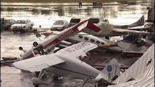 В Северной Каролине штормовой ветер перевернул самолёты