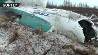 Видео с места крушения вертолета Ми-8 с нефтяниками на Ямале