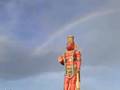Rainbow and White Light with 85ft Hanuman in Trinidad