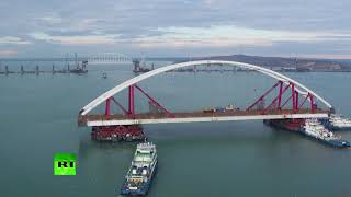 С высоты птичьего полёта: транспортировка автодорожной арки Крымского моста к фарватеру