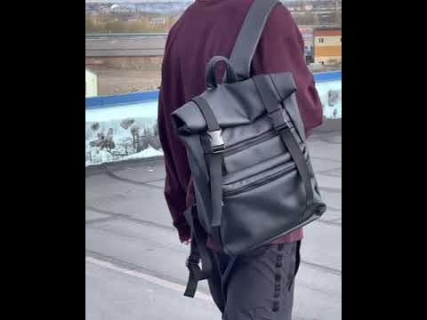 Рюкзак чорний із клапаном Sambag