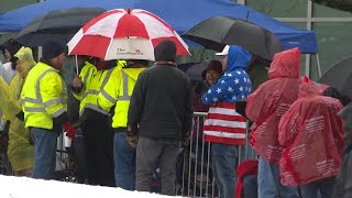 Supporters line up in the rain ahead of Trumps rally in New Hampshire | AFPSupporters line up in the rain ahead of Trumps rally in New Hampshire | AFP