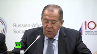 Лавров выступает на церемонии открытия форума «Россия — Африка»