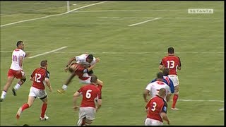 David Halaifonua shoulder to the head of Matt Evans