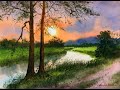 A step by step tutorial in watercolor by javid - Sunrise scene