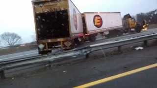1.18.15 NJ Turnpike I-95 Crash - Black Ice - Trailer flip