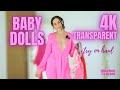 4K TRANSPARENT Baby Dolls TRY ON with MIRROR view  Natural Petite Body