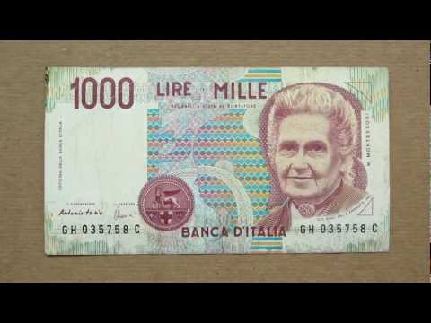 1000 Italian Lire Banknote (Thousand Italian Lire / 1990), Obverse and Reverse