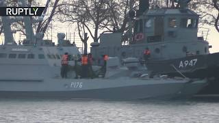 Видео из порта в Керчи с задержанными кораблями ВМС Украины