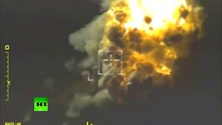 Видеокадры ударов ВКС России по позициям боевиков в сирийском Идлибе