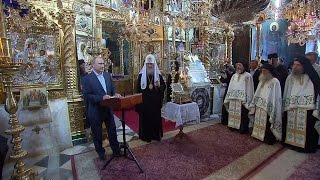 Выступление по окончании молебна в Русском на Афоне Свято-Пантелеимоновом монастыре