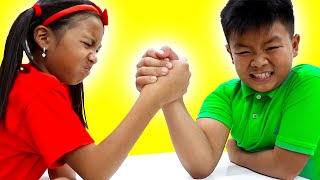 Wendy and Alex Pretend Play Arm Wrestle Exercise Contest for Kids ToysWendy and Alex Pretend Play Arm Wrestle Exercise Contest for Kids Toys