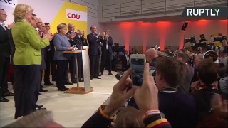 Пресс-конференция Ангелы Меркель по предварительным итогам парламентских выборов в Германии