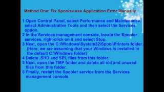 Spoolsv.exe Application Error Fix