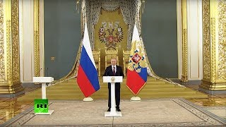 Путин принимает в Кремле выпускников военных вузов (28.06.2019 14:30)