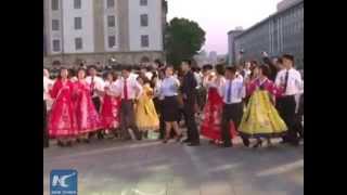 RAW: American tourists in Pyongyang, dancing with locals