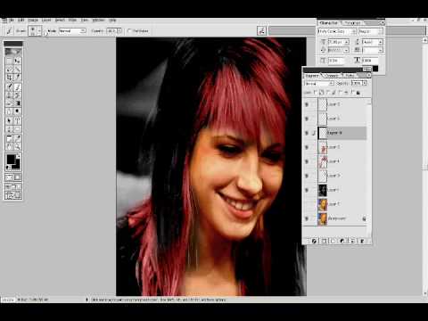 Hayley Williams Black and Dark Red Highlights Photoshop Transformation