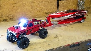 RC ADVENTURES - Beast 4x4 with a Cormier Boat Trailer - Traxxas Spartan Speed Boat in Tow!