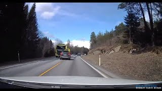 Inattentive Driver Head-on-collision with Semi Trailer in Norway | VOLVO saved his life