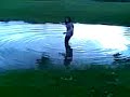 Kirsty swimming in the pond thingy at a field xD