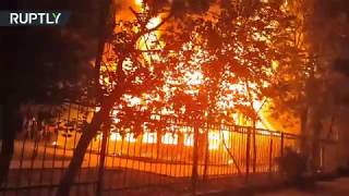 Кадры пожара в детском лагере в Одессе