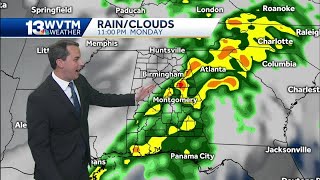 Rain returns to Alabama on MondayRain returns to Alabama on Monday