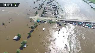 Последствия наводнения в Тулуне — видео с беспилотника (02.07.2019 05:37)