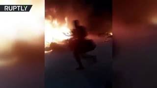 В греческом лагере для беженцев вспыхнул пожар в ходе протестов местных жителей