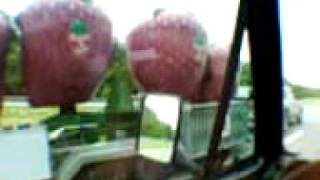 Strawberry Tilt-A-Whirls(?) on a trailer