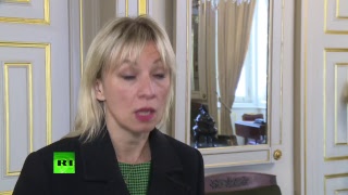 Мария Захарова даёт интервью телеканалу RT