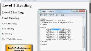 HTML5 Training Series (HTML 5) - Tutorial 6 - Creating Headings