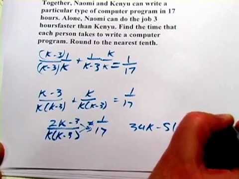 Solving Rational Equations Word Problems