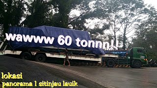 Truck trailer bermuatan 60 ton,,menuruni turunan tajam sitinjau lauik..