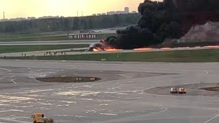 Новые кадры аварии SSJ-100 в Шереметьеве — видео из диспетчерской вышки (06.05.2019 23:47)