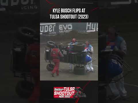 😳 Kyle Busch went for a big-time tumble at the 2023 #TulsaShootout - dirt track racing video image