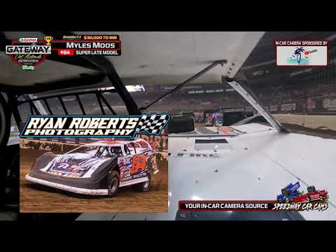 14th Place #84 Myles Moos at the Gateway Dirt Nationals 2021- Super Late Model In-Car Camera - dirt track racing video image