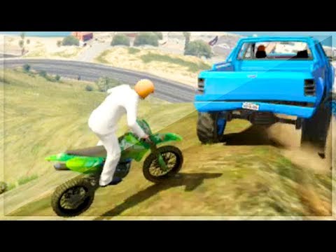 GTA 5 Funny Moments - Monster Truck vs Motor Bikes - (GTA V Online Games Stunts) - UCfLuMSIDmeWRYpuCQL0OJ6A