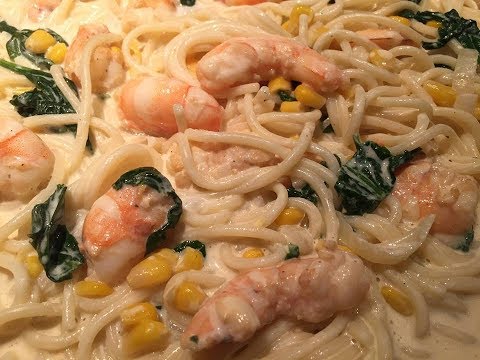 Spaghetti Con Camarón a la Crema